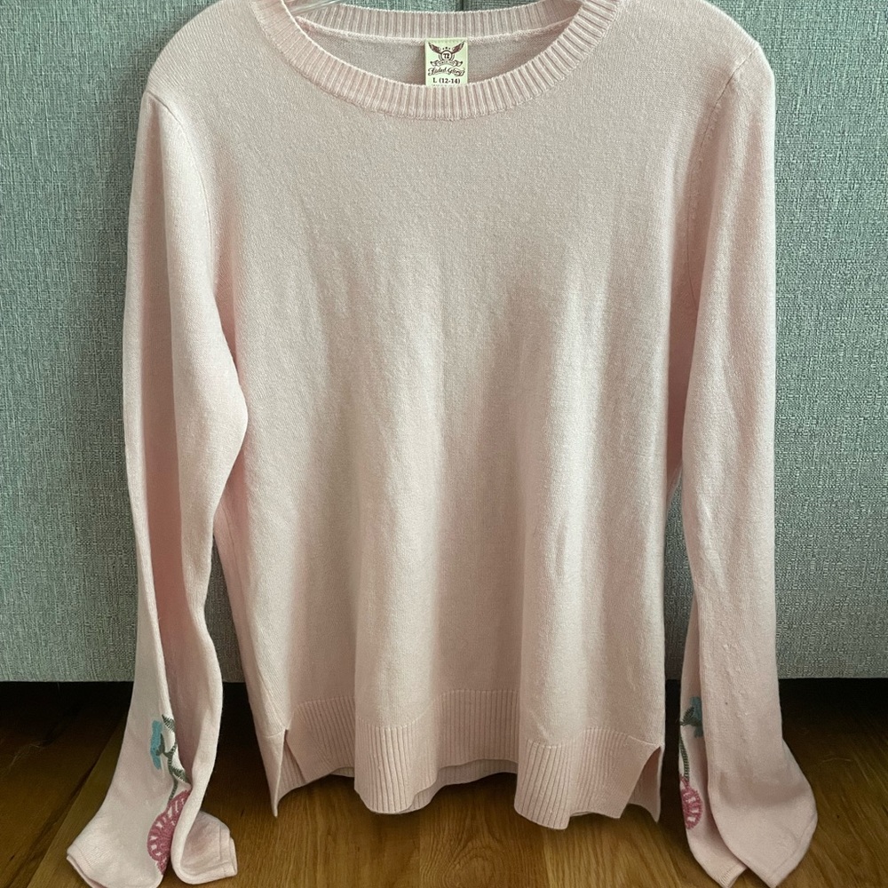 EUC Pink detailed sleeve lightweight sweater